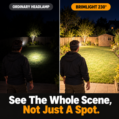 Ordinary headlamp vs Brimlight 230° wide beam comparison